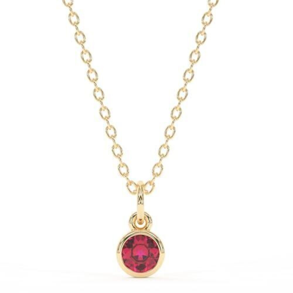 1062 Ruby Necklace , Premium Gold Minimalist Round Necklaces - Tarnish Free